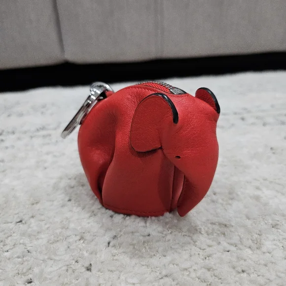 Loewe Red Leather Elephant Coin Case